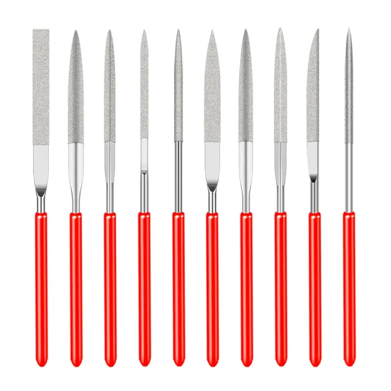 10Pcs Diamond Needle File Set Mini Needle File Kit For Stone Glass Metal Carving Craft Hand Tools Needle File Set 3x140mm