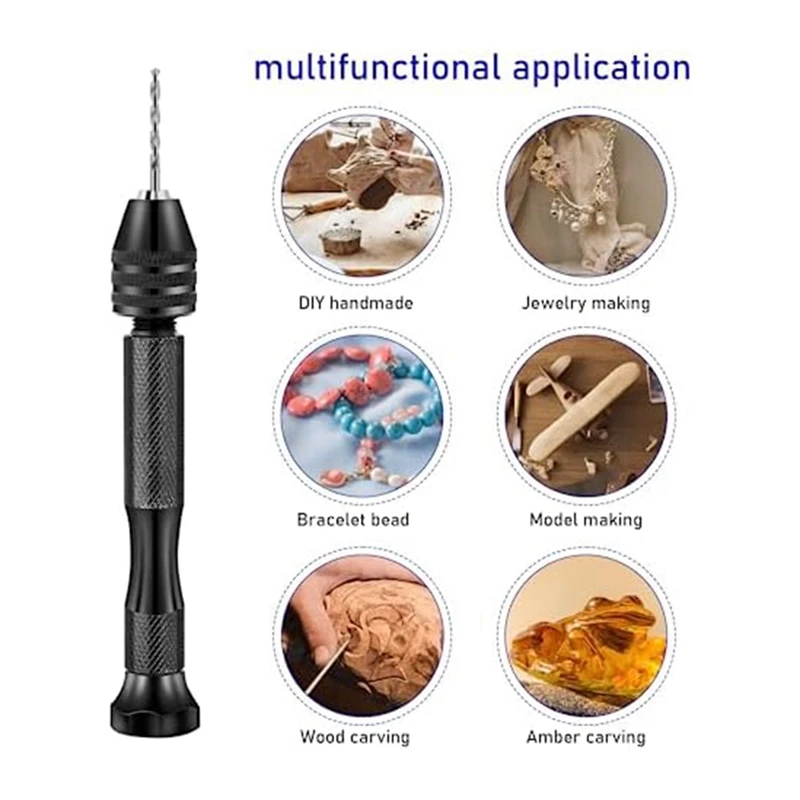 Jeu de forets à main minimicro pour résine, étau à broche, perceuse à main, modèle Claycraft polymère, bijoux exécutifs, argent et noir, 36 pièces