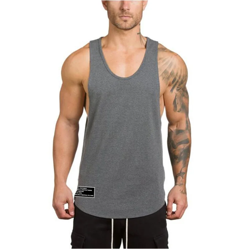 Gym Clothing Cotton Sports Singlets Canotte Bodybuilding Stringer Tank Top Men Fitness Sleeveless Shirt Workout Vest