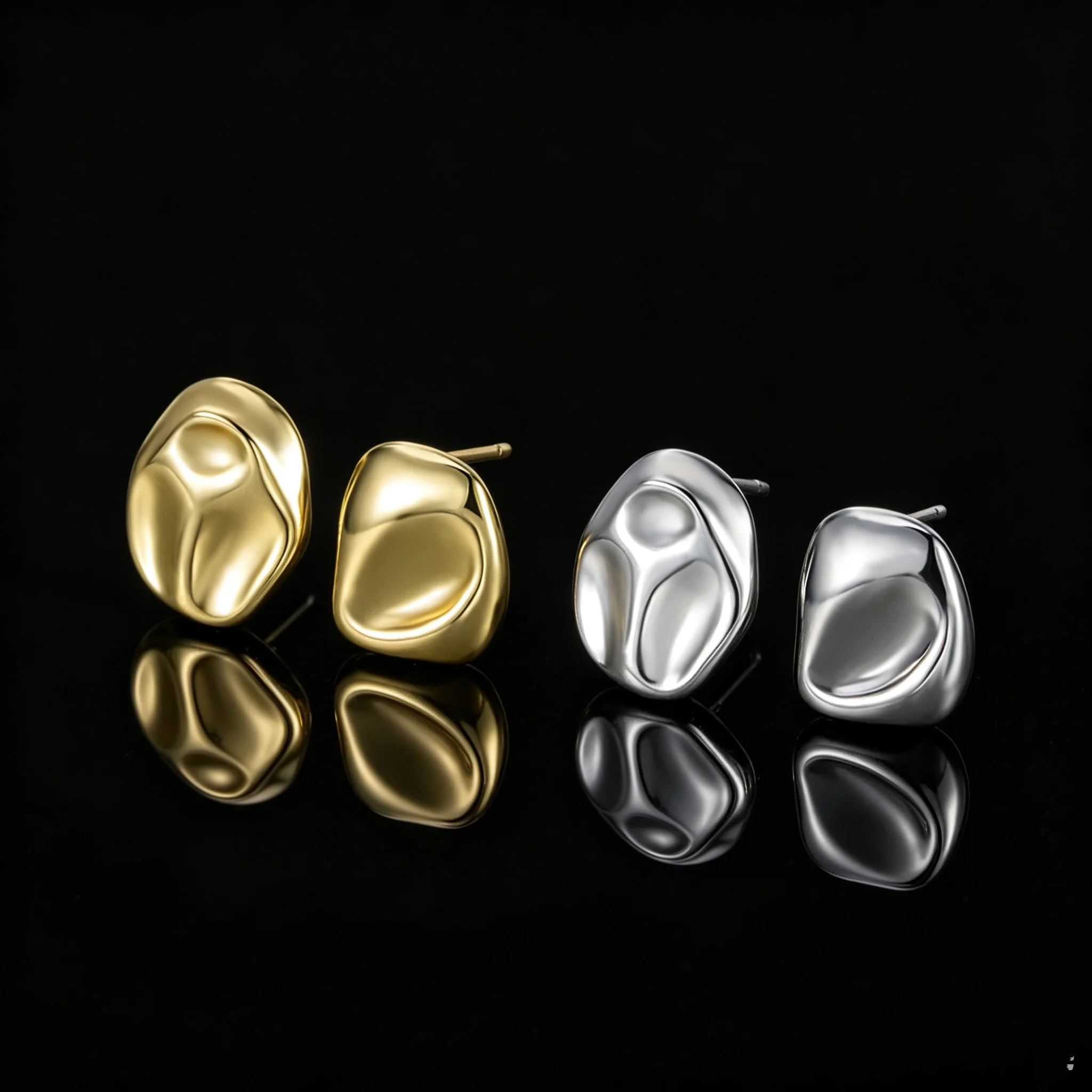 New Arrival Concave Convex Wrinkle Asymmetric Earrings Irregular Fashion S925 Sterling Silver Ear Jewelry