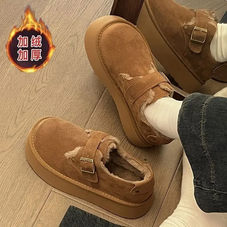 Boken cotton shoes women's winter velvet outer wear 2025 new thick soled high head bread shoes snow boots
