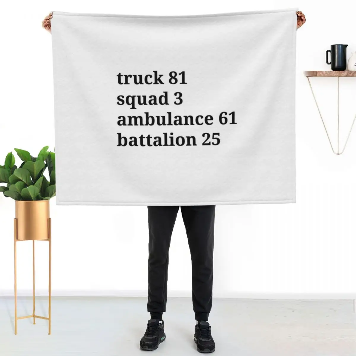 

Плед с изображением пожарной машины Chicago Fire 81, скорой помощи 61 и патрульной машины 25. Уютный легкий плед для путешествий, кемпинга и пикников.