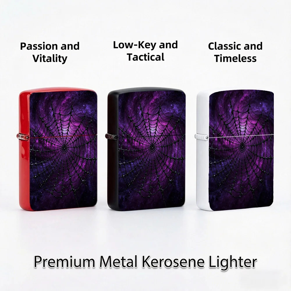 Cosmic gothic Flip Top Lighter lighters vintage Purple Galaxy Spider Web Nebula Space Art Print lighters for smokers Daily