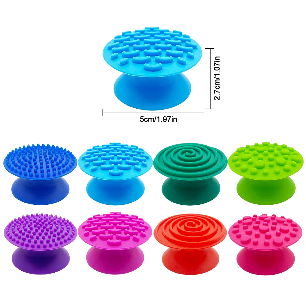 8 pçs sensorial brinquedos fidget silicone formas redondas texturizadas pedras de sucção autismo reconhecimento de cor espremer dedos massagem