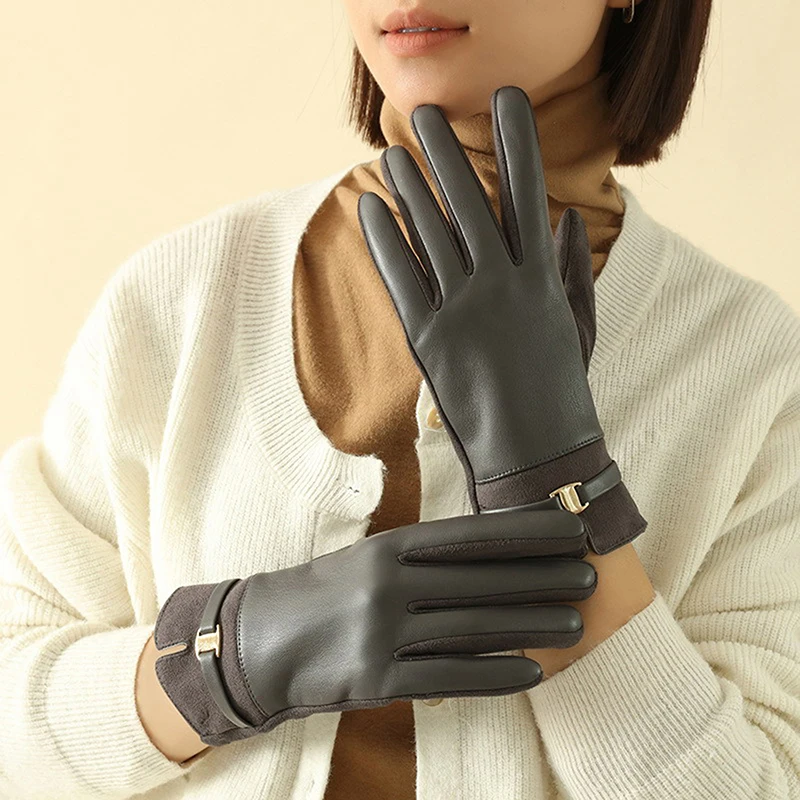 Winter Women Keep Warm Touch Screen Plus Fleece Gloves Elegant Fashion Personality Soft Drive Cycling