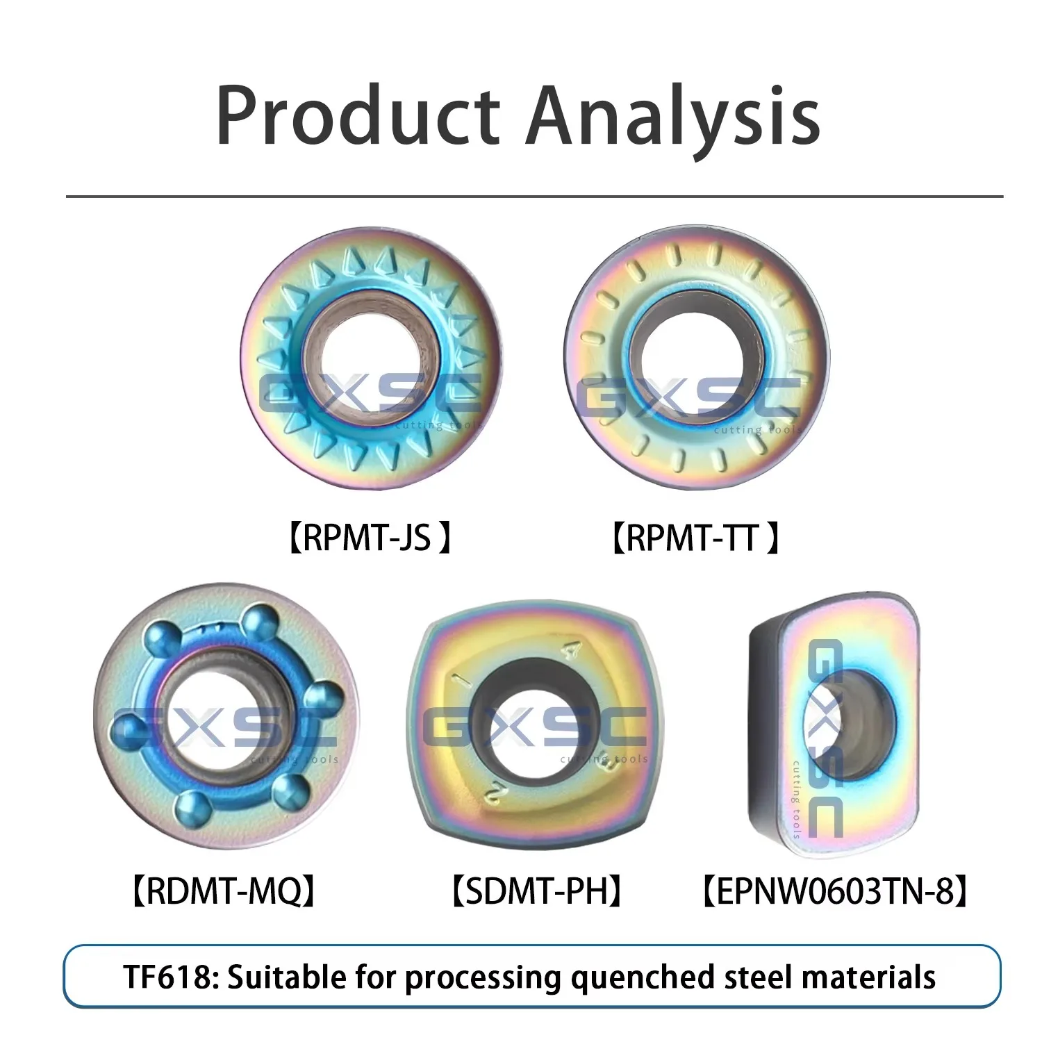 RPMT RDHX SDMT RDMT LNMU EPNW DESKAR Colorful Inserts RPMT10T3MOE-JS SDMT120512-PH TF618 Hardened steel Processing Milling Blade