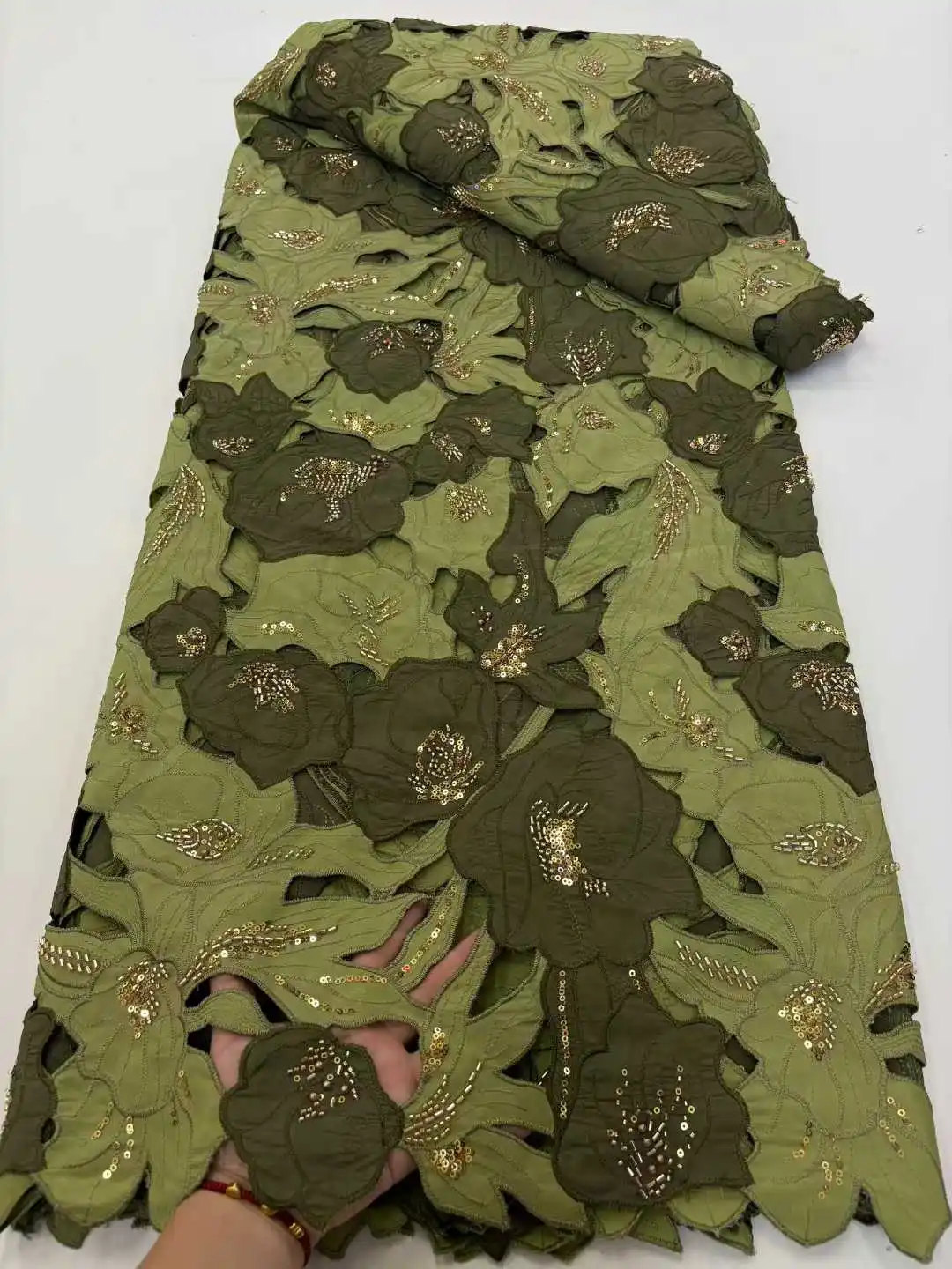 2025 Newest African Beaded Lace Fabric High Quality French Nigerian Sequins Tulle Lace Fabric for Women Party Dress Sewing