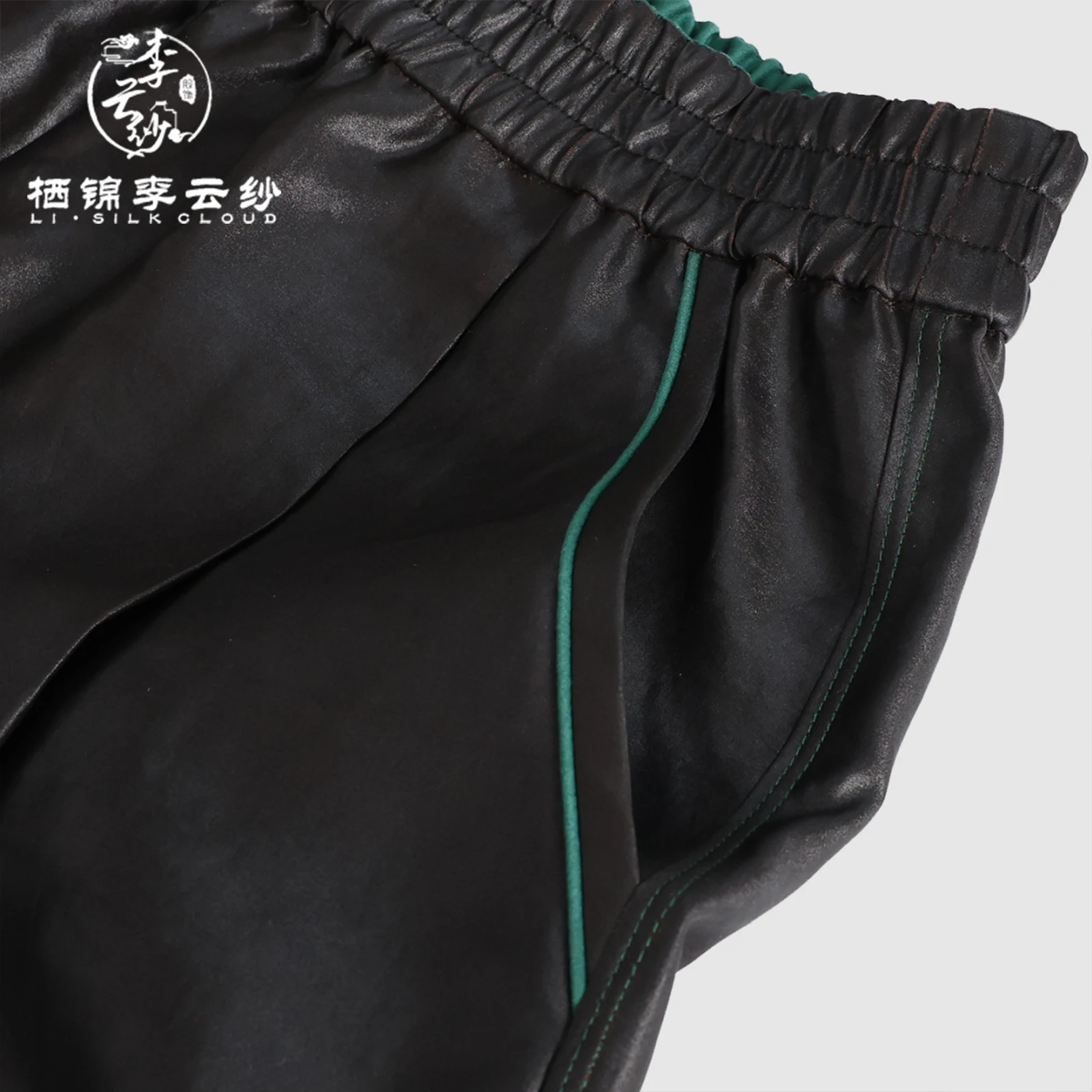 LI SILK CLOUD xiangyunsha Long Pants-Oriental Lightweight Breathable, Classic Chinese Guangdong Black Pearl Guangdong Gauze