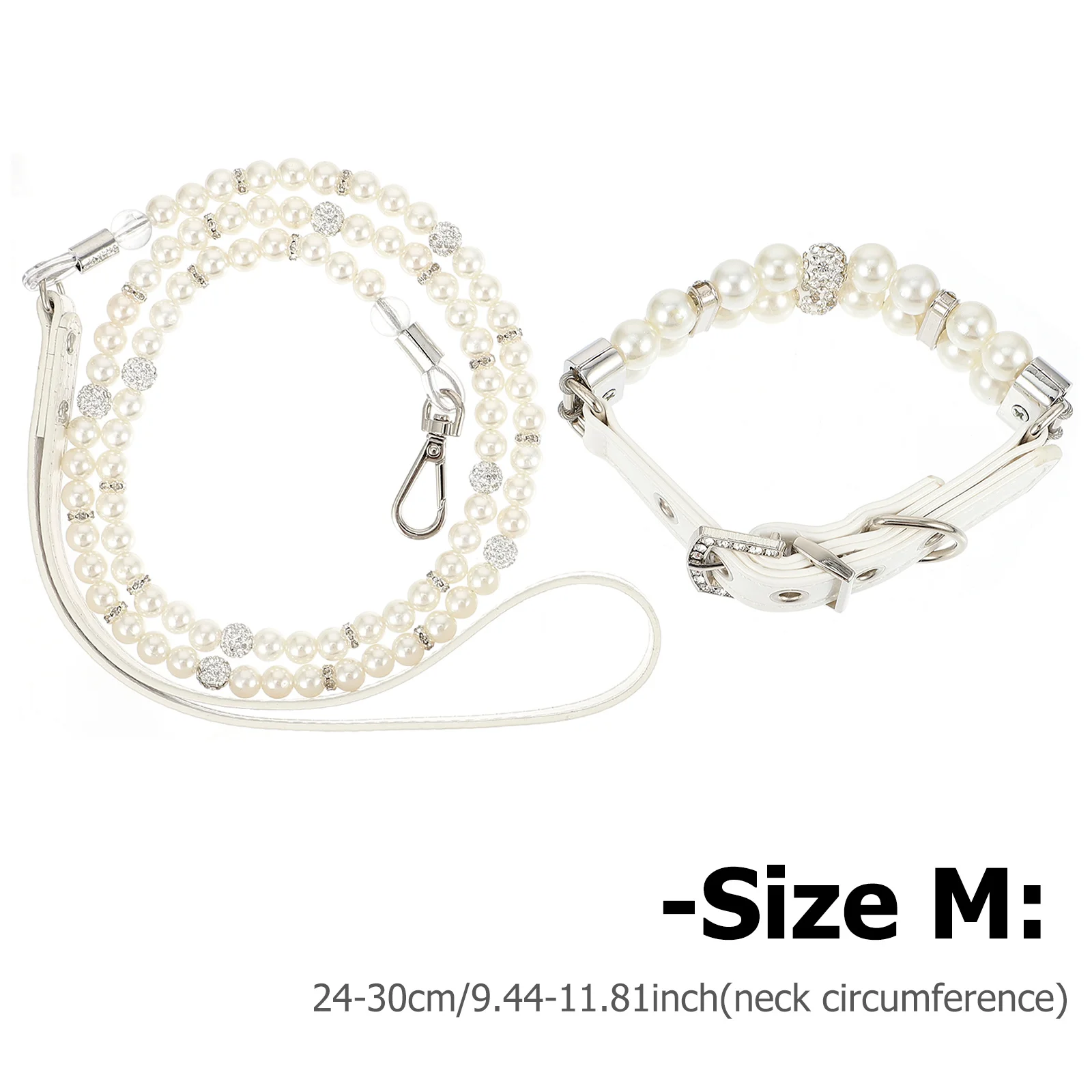 

2Pcs Pet Dog Pearls Collar Leash Set Adjustable Puppy Safety Neckwear Comfortable Soft for Outdoor Walking Training Running