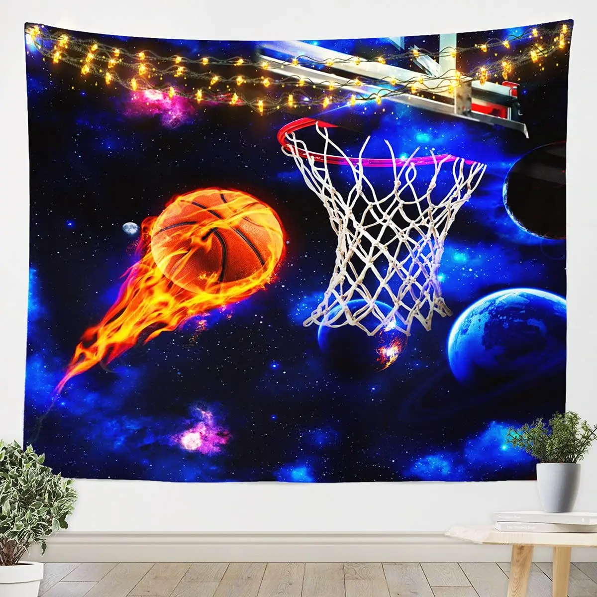 Street Basketball Tapestry Dunk Colorful Graffiti Wall Hip Hop Hippie Wall Hanging Tapestry Boy Living Room Bedroom Decor Party