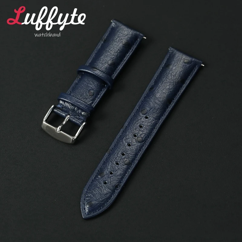 Ostrich Pattern Genuine Leather Watch Strap 18mm 20mm 22mm Wrist Band Men's and Women's Quick Release Cowhide Leather Watchband