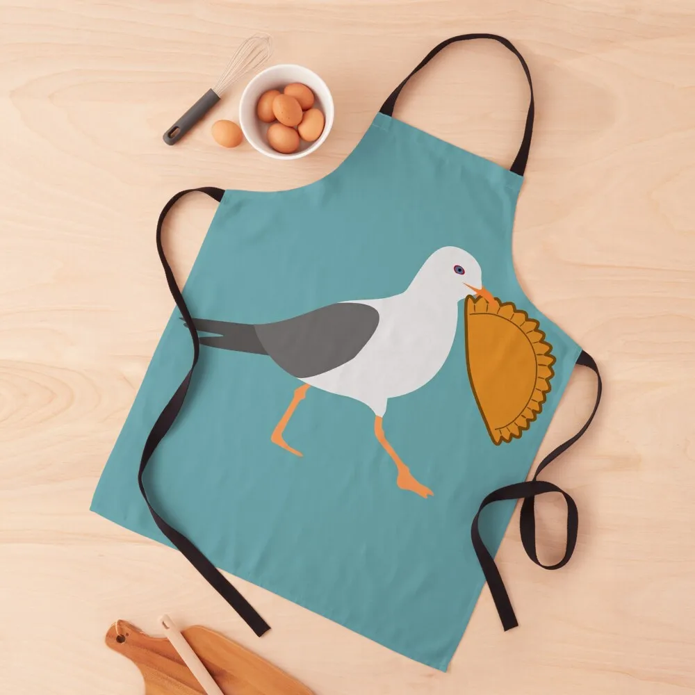 

Seagull Stealing Cornish Pasty Funny Cornwall Beach Themed Apron Manicurists home women For Man Customizable Woman Apron