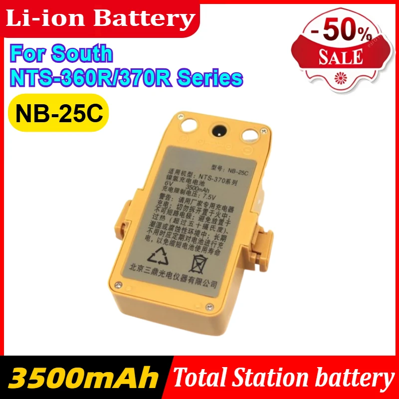 6V 3500mAh NB-25C Battery for South NTS-360R/370R Series Total Station