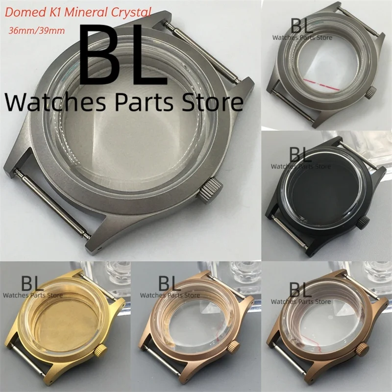 BLIGER 36mm39mm Sandblasted Brushed Watch Case Domed K1 Mineral Glass Stainless Steel Waterproof Fit NH34 NH35 ETA2824 PT5000