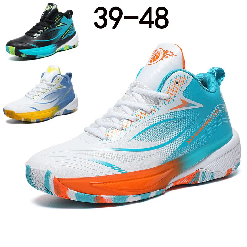 Mais tamanho tênis de basquete masculino amortecimento respirável antiderrapante sapatos esportivos treinamento atlético tênis de basquete para homem 39-48