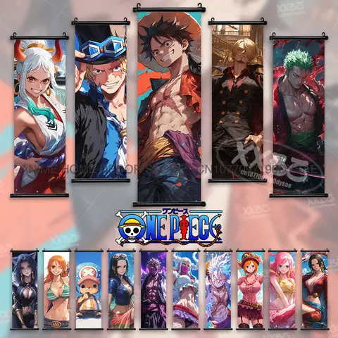 One Piece Posters Monkey D. Luffy Scrolls Pictures Vinsmoke Sanji Roronoa Anime Home Decor Zoro Hanging Painting Wall Art Shanks