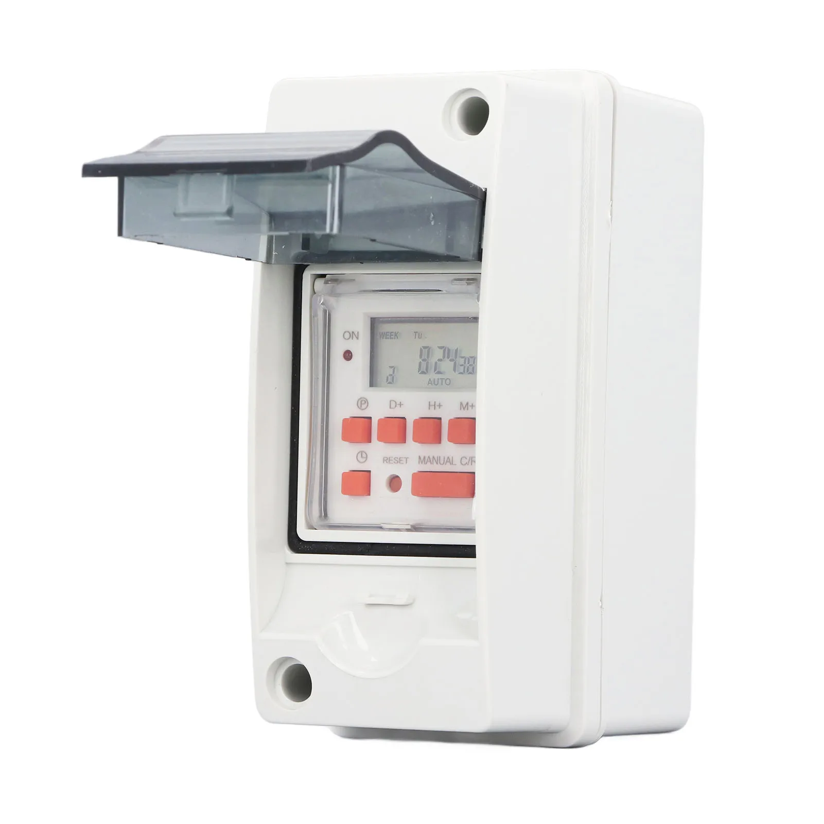 AC85‑265V Timer Switch 7 Day 28 On Off Schedules Programmable LCD Display Digital Timer Switch with Waterproof Box