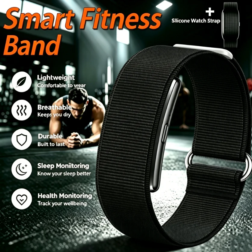 2026 YAOCX Smart Sports Bracelet Fitness Tracker for Women Men with Sleep Stress Recovery Monitoring 3ATM Waterproof Nylon Band
