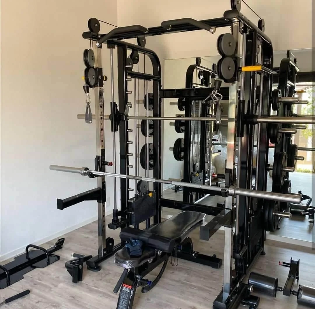 Unisex Adjustable Steel Power Cage Gym Rack Multi-Function Fitness Equipment for Squat  Exercise Multi Smith Machine