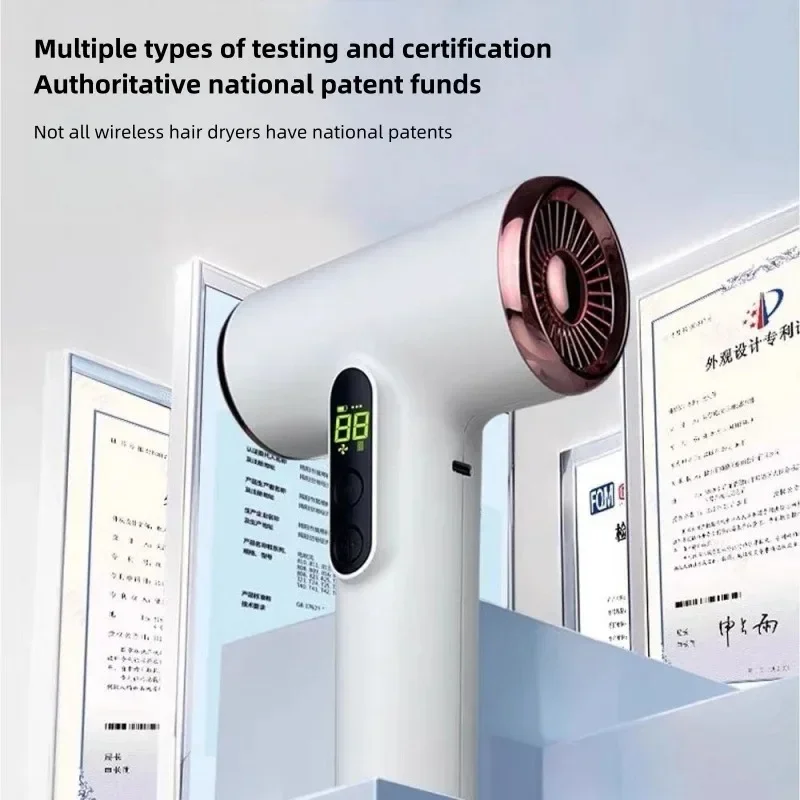 Secador de pelo inalámbrico súper portátil, 30000 Rpm, viento seco, frío y cálido de alta velocidad, hogar para niños, dormitorio, viaje, carga USB