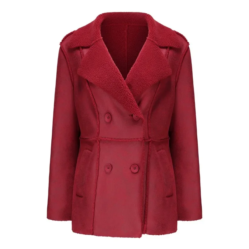 For Women Women's High Quality Fashionable Warm Plush Leather Jackets Warm Suede Long Jacket Long Skin Coats