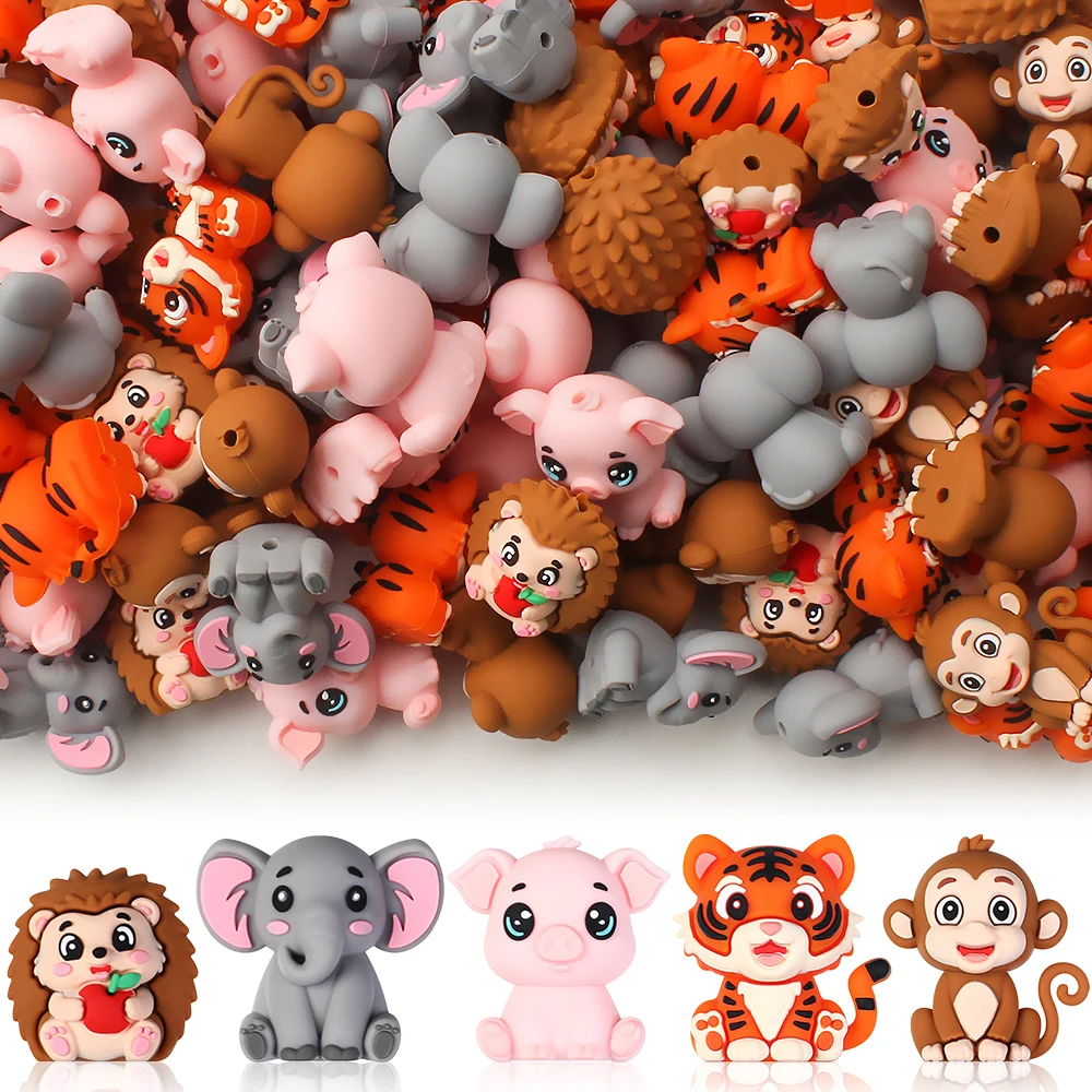 50/10/5pcs 3D Silicone Beads Animal Focal Beads for DIY Jewelry Making Creative Crafts Pens Keychains