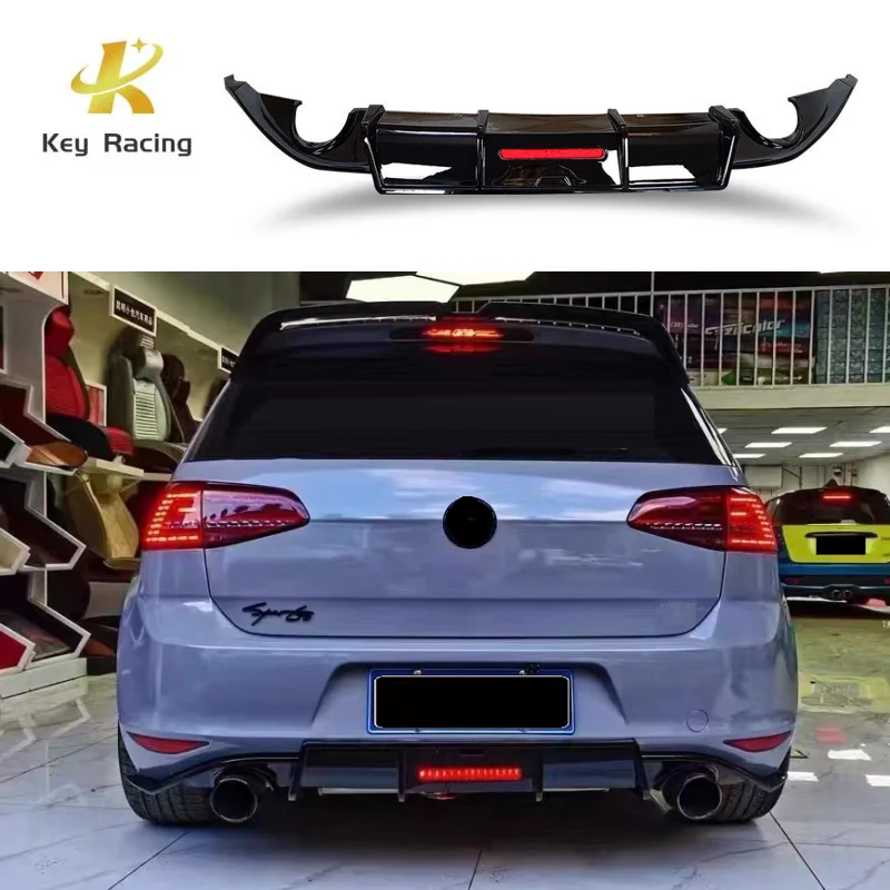 

Car Rear Bumper Lip Diffuser For Volkswagen Golf 7 MK7 Golf 7.5 GTI Upgrade Rear Diffuser with Light