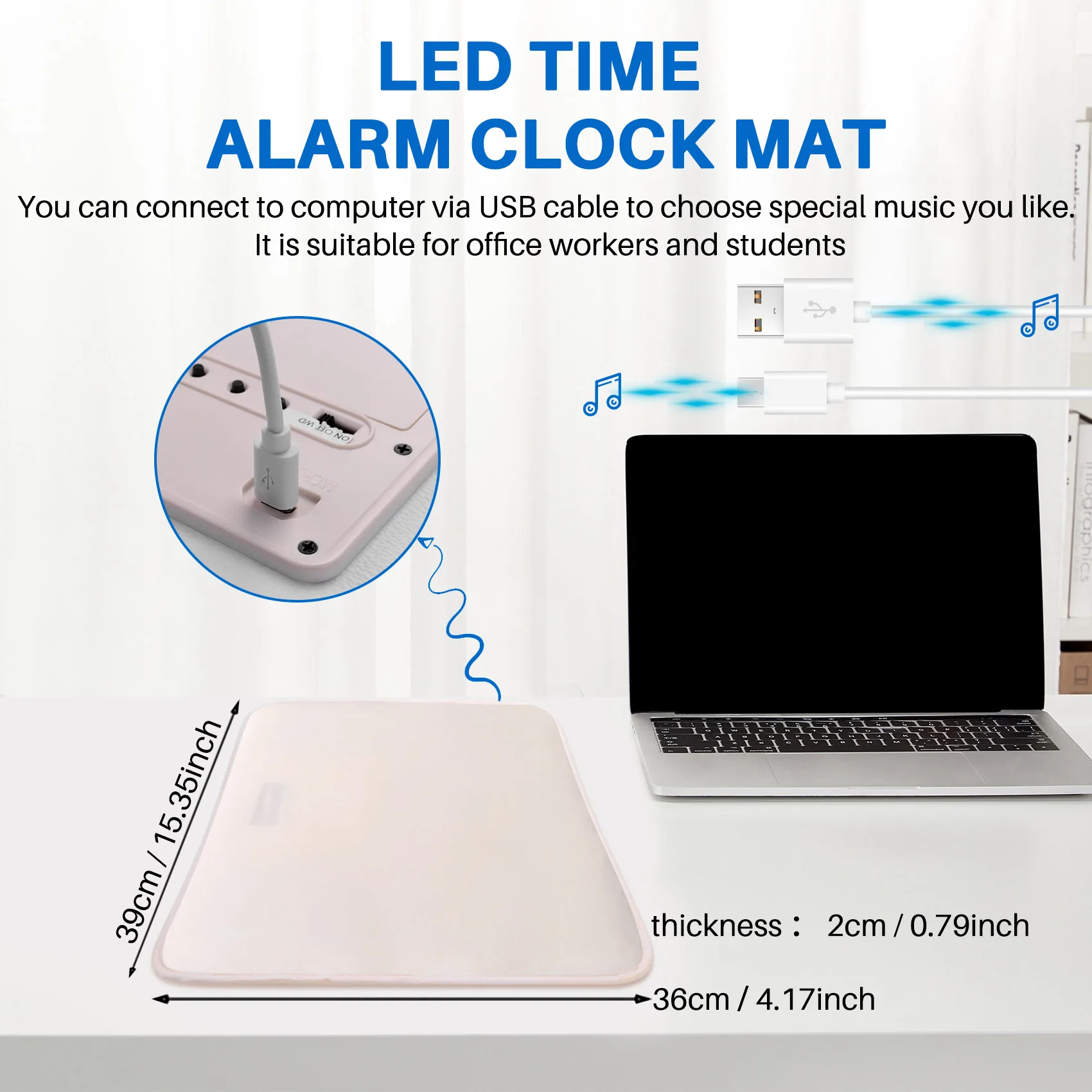 COFA-منبه حامل على بطارية حساسة للضغط، ساعة منبه ذكية، سجادة أرضية، وقت LED