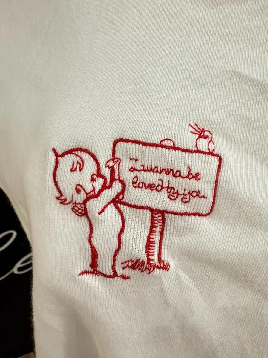 Angel Baby Embroidery Slim Crop Top Woman Summer Round Neck Short Sleeve Cotton Tees Casual Sweet Preppy Style Tshirts Y2k Tops