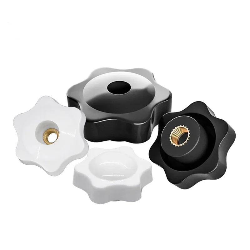 White 32# 38# M5 M6 M8 M10 Flower Handle Nut Thru Hole/Blind Hole Bakelite Knob Head Thumb Nut Plastic Heat Resistant