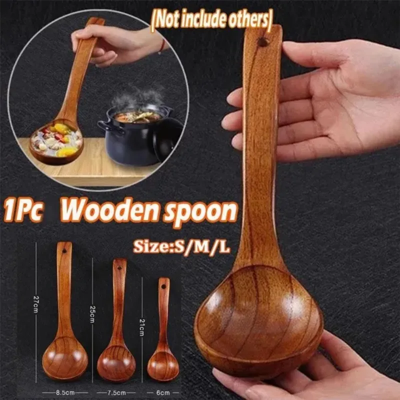 1Pc Wooden Spoon Kitchen Supplies Wooden Spoon Cooking Supplies Kitchen Accessories