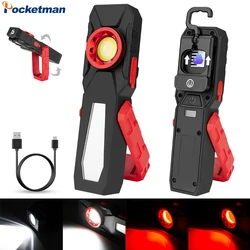 Luz de trabajo LED COB portátil, carga rápida USB, luz de reparación de automóviles, luz de inspección, Lámpara de trabajo impermeable, linterna de Camping