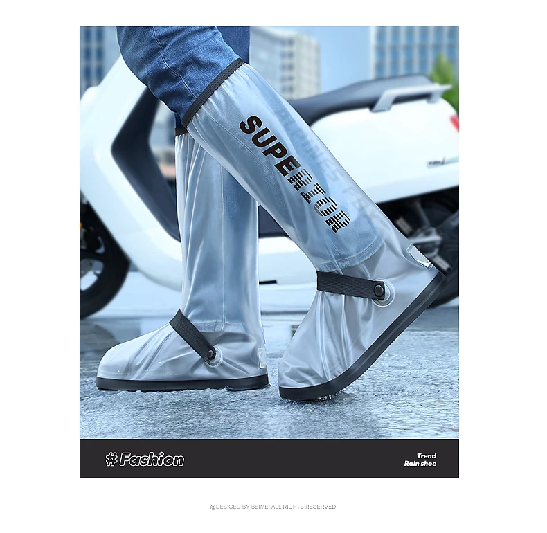 Motorrad-Regenstiefel mit hohem Schlauch, wasserdicht, reflektierend, rutschfest, für Motorrad, Radfahren, Fahrrad, wiederverwendbares Schutzzubehör – Detail 13