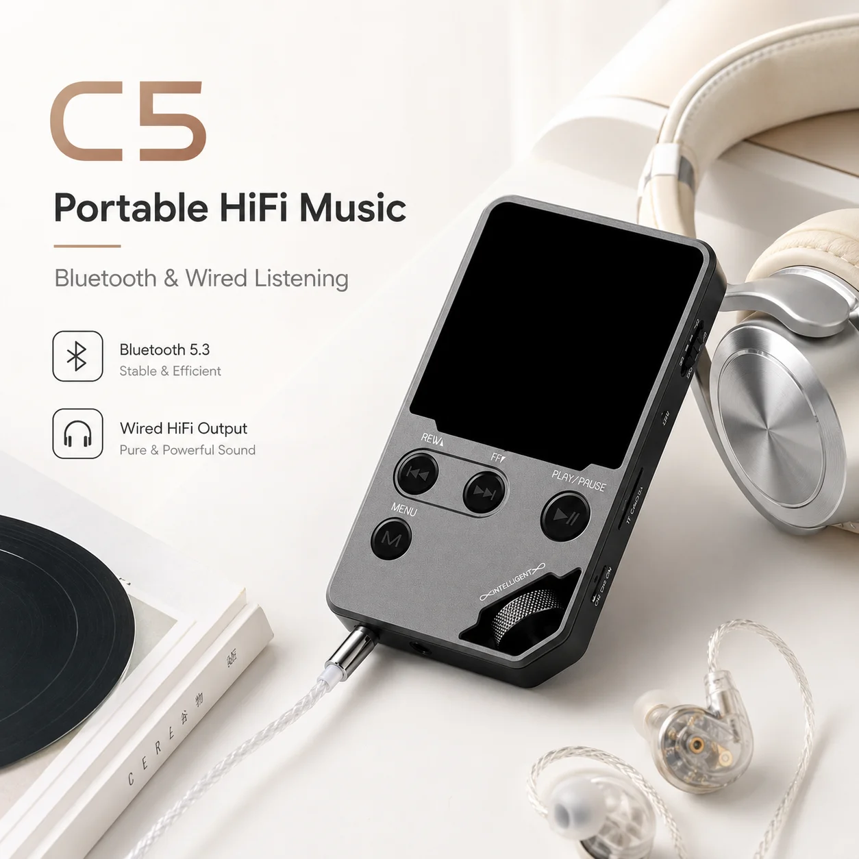 HiFi Lossless Music Player C5 Portable MP3 MP4 Bluetooth 5 0 DAC Zinc Alloy Body 8GB Storage TF Card Expandable 128GB Use