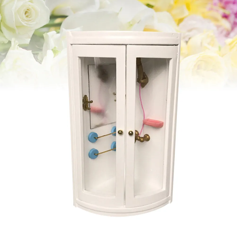 

Wooden DIY Mini House Bathroom Prop 1:12 Scale Realistic Shower Room for Kids Imagination Development Mini House Furniture Decor