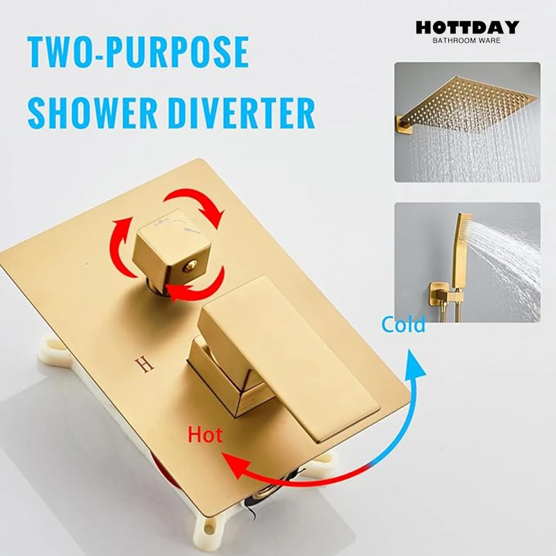 

Concealed Shower System with 10 Inch Rain Shower and Handheld Spray Bathroom Luxury Rain Shower Faucet Set Handshower Bath