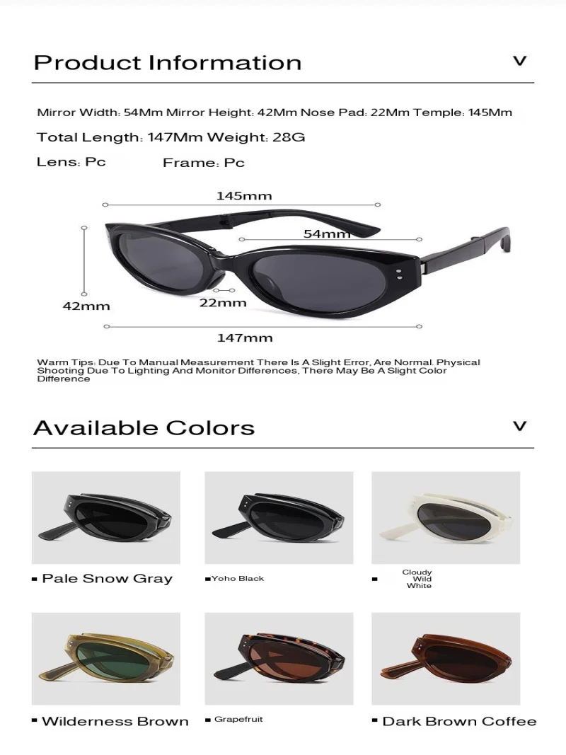 Minimalist Oval Cat-eye Glasses Women's Fashion Outdoor Folding Sunglasses Sun Shading UV Sunscreen Glasses Stylish Accessory image 6