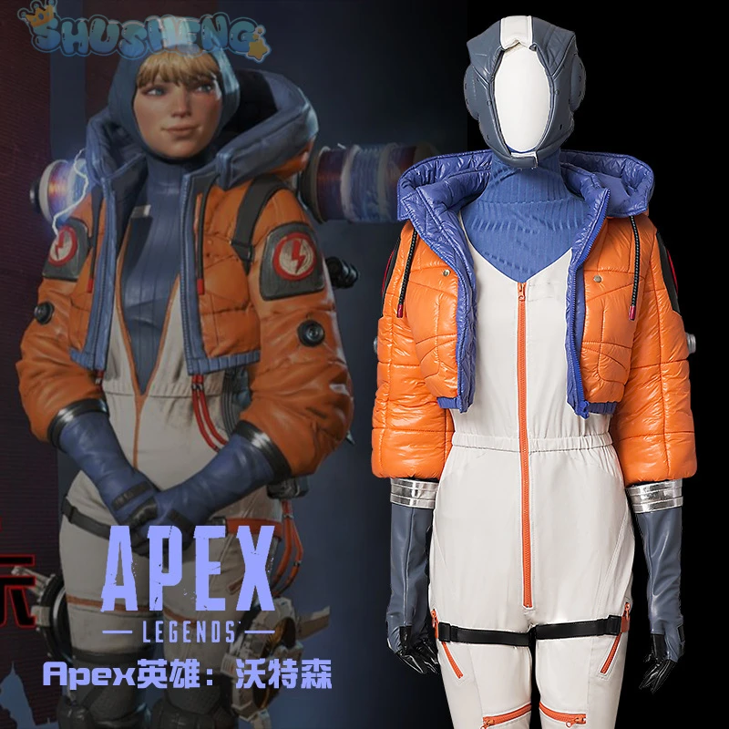 

Wattson Natalie Paquette Cosplay Game Apex legends Costume Cotton jacket jumpsuit kneepad Gloves Accessories Halloween Uniform