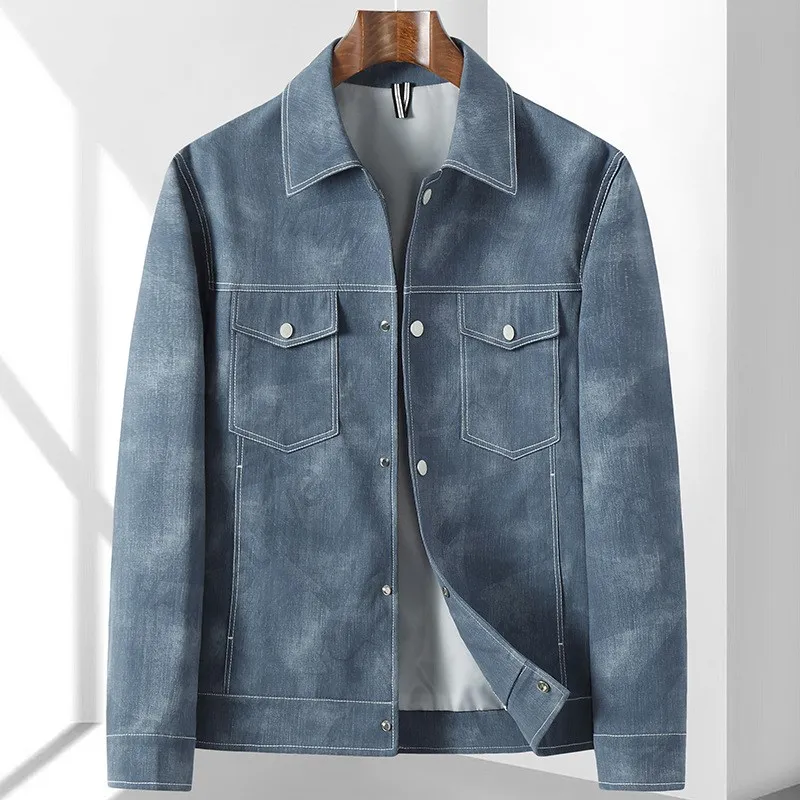 

Light Luxury Men's Denim Jaet Spring Autumn Lightweight Casual Versatile Top Middle Youth Collar Workwear ort Coat