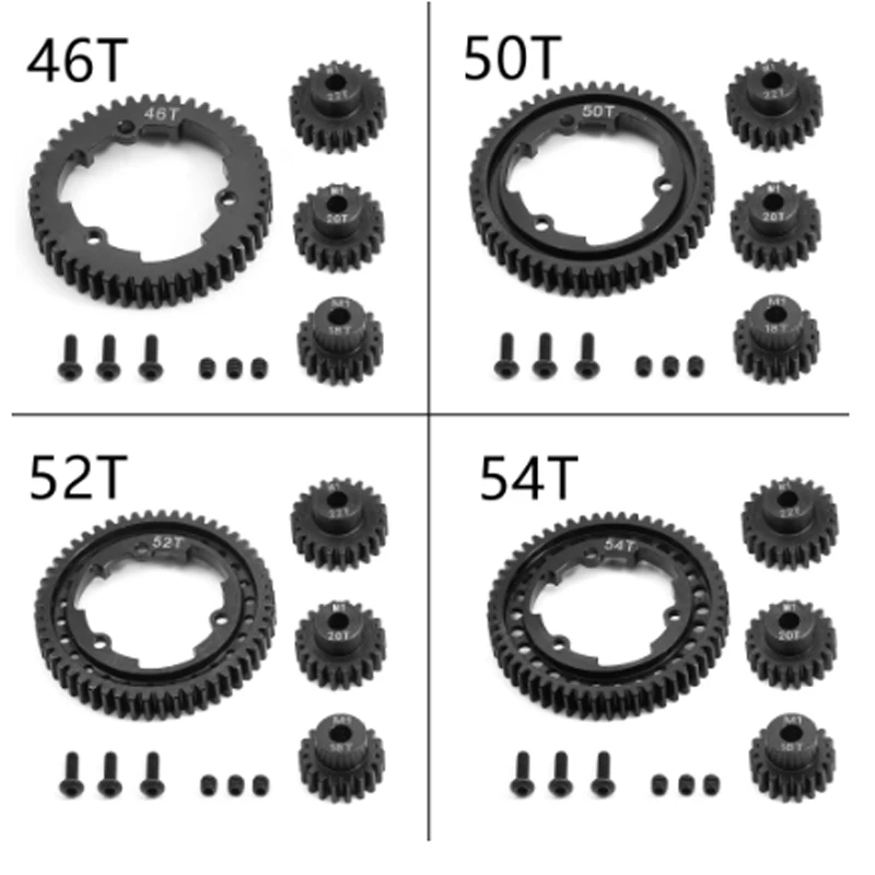 

Steel 46T 50T 52T 54T Spur Gear with M1 18 20 22T Pinion Gear 6447 6449 for Traxxas 1/5 X-Maxx 1/10 E-Revo 2.0 VXL MAXX Upgrades