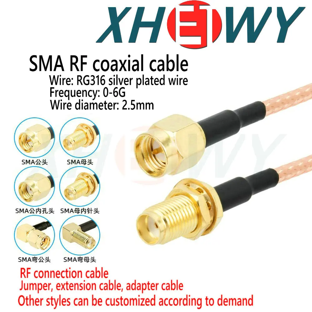 SMA male to female RF connection wire SMA elbow extension RG316 antenna adapter wire 0-6G