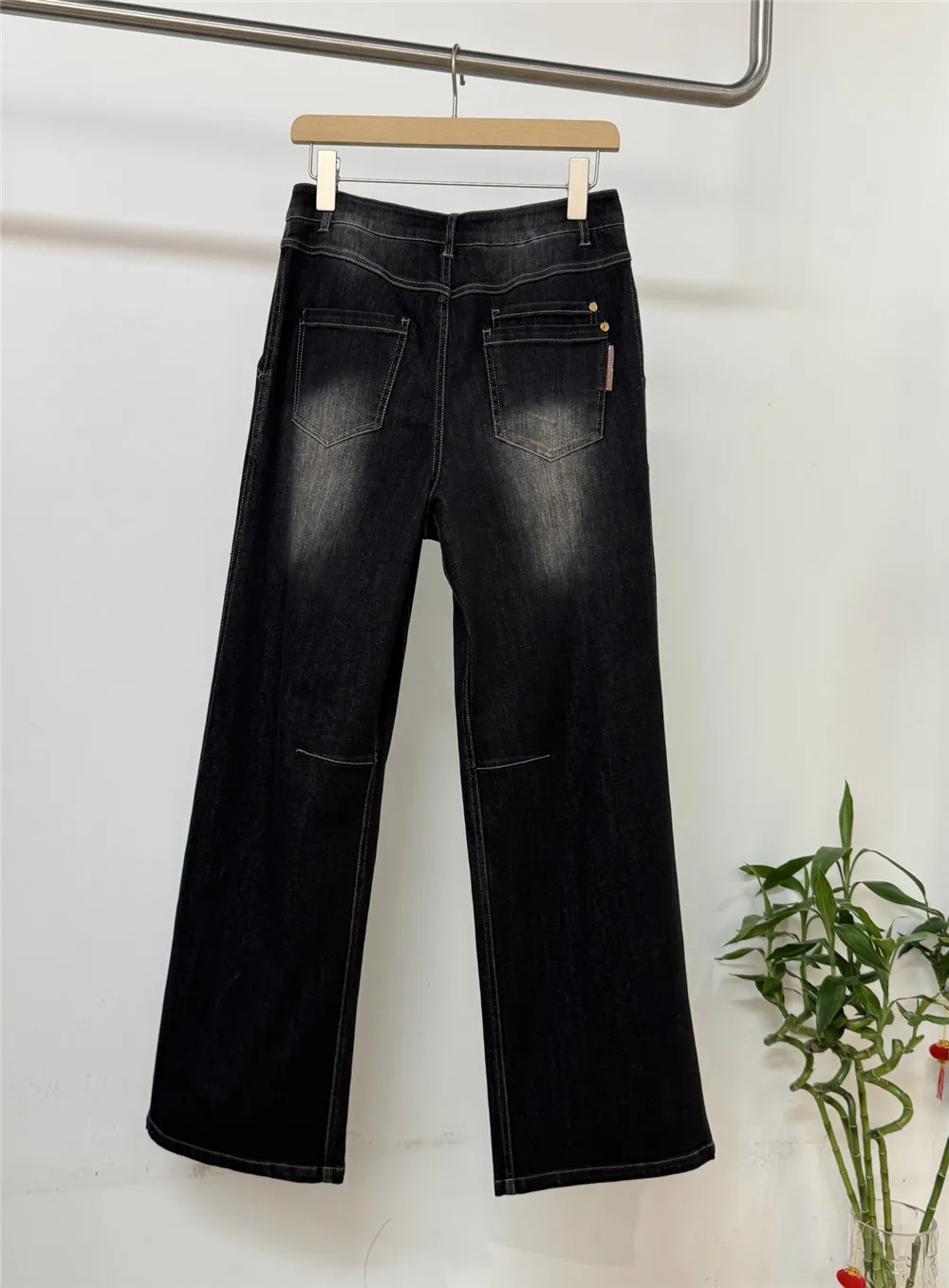 2025 Spring Summer Women's Jeans Beading High Waist Wide-Leg Denim Pants