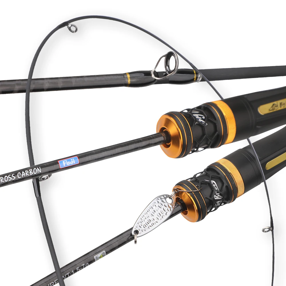 ROLLFISH 1,68/1,8m UL Forellenrute, Carbon Spinn-/Castingrute, Fuji-Ringe, Massivspitze & Holzgriff, Schnelle Aktion – Detail 4