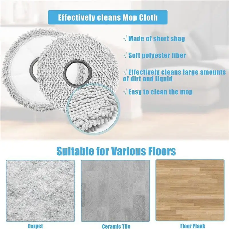 ABKO-2 Set Ersatzzubehörset für Ecovacs Deebot T30 Pro Omni/T30 Omni-Tücher, Seitenbürsten, Staubbeutelfilter