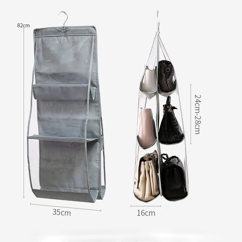 For Wardrobe Closet Transparent Storage Bag Hanging Handbag Organizer Door with Hanger Pouch Wall Clear Sundry Shoe