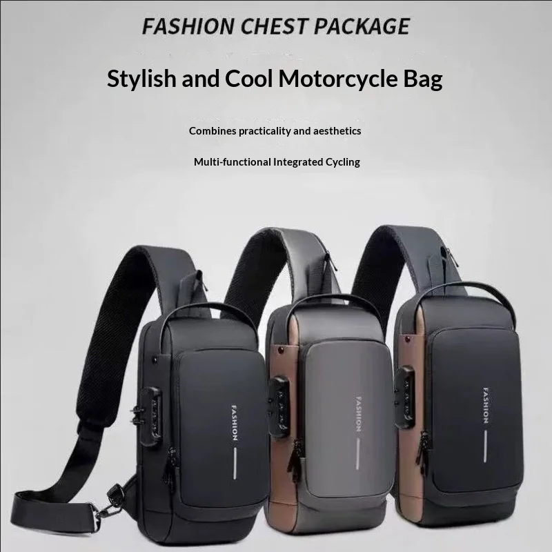 Sling Bag, Anti-Theft Chest Bag with Combination Lock, Waterproof USB Charging Crossbody Shoulder Bag for Sports Cycling