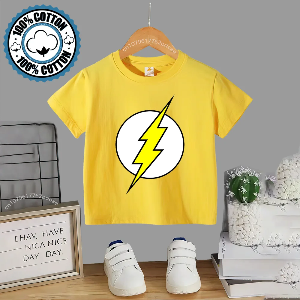 Summer children\'s cotton O neck T-shirt Boys girls joint wind short sleeve youth street simple printed top 100% cotton T-shirt