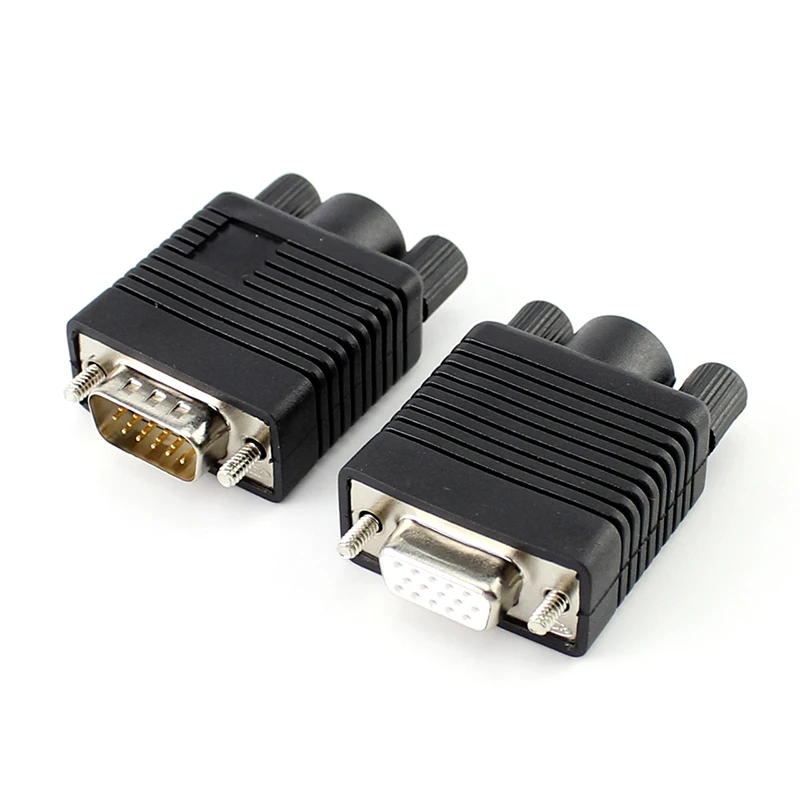 High Quality DB15 3 Row Male/Female Connector Plug 3U D-SUB Gold Plated VGA Solder Plug PC Video Display Projector Cable Joint