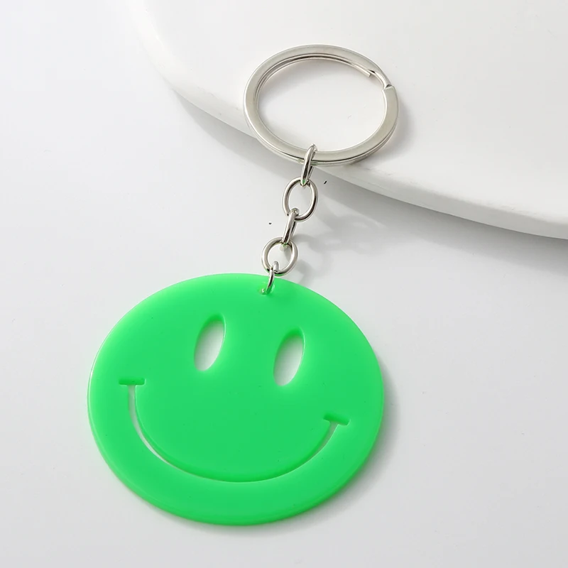 Colorful Acrylic Keychains Smile Face Plastic Key Rings For Women Men Friendship Gift Handbag Decoration Handmade Jewelry
