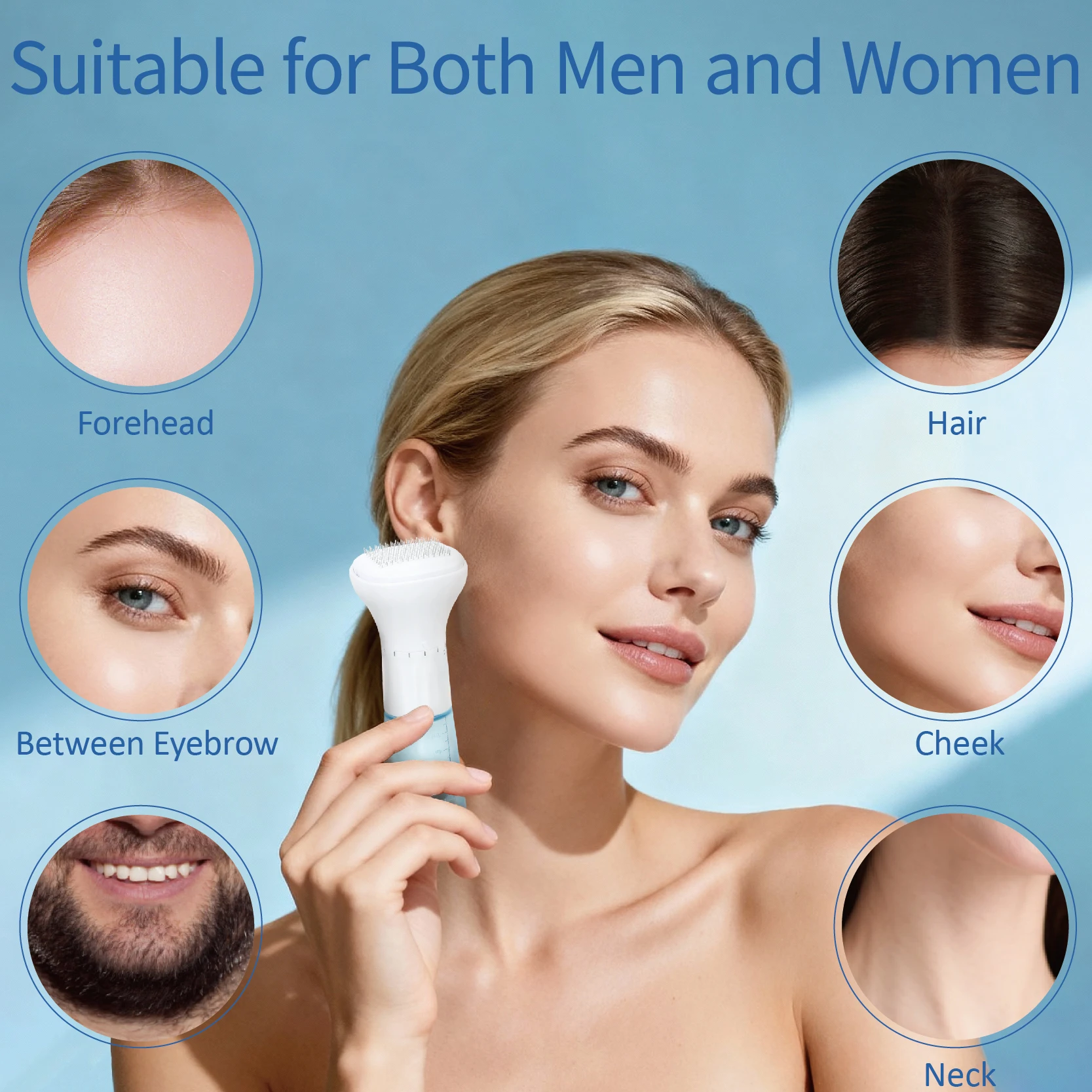 1Pc Adjustable Length Derma Microneedle Stamp Hydra140 Needles Use for Face Hair Beard Aqua Roller, Needle Length 0.25mm, No Serum image 2